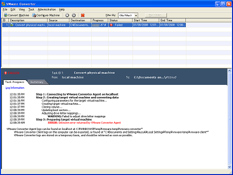 VMware Converterの画面