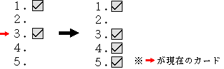 現在のカードより後ろのカードにマークを付ける