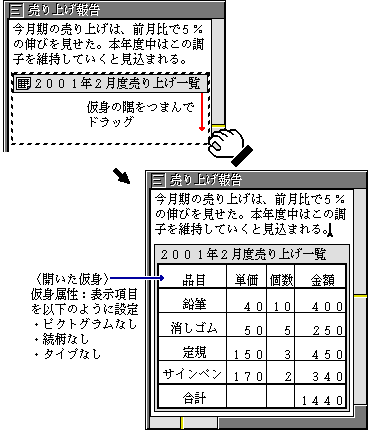 開いた仮身