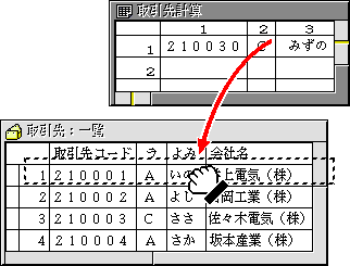 ほかのウィンドウから一覧ウィンドウへドラッグ