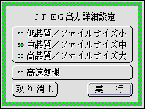 JPEG出力詳細設定パネル