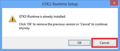 GTK+ setup window