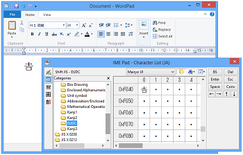 Input the Registered External Character to Windows app(WordPad)
