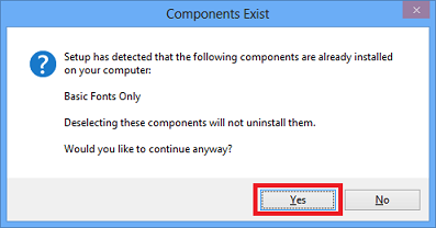 The dialog of Existing Component