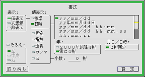 書式設定パネルで日時の書式を指定